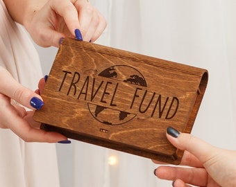 Wedding Gifts, Wedding Gift Box, Cash Box, Travel Fund, Money Box, Wooden Box for Banknotes, Piggy Bank, Gift for Her, Saving Box