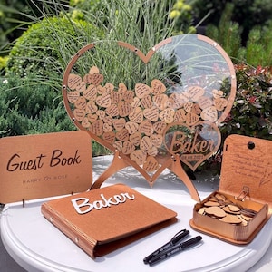 Wedding Guest Book (Bronze)  - Personalized Wedding Guest Book Alternative, Rustic Wedding Decor, 2b1 Wedding