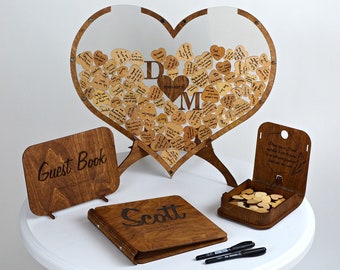 Custom Wedding Guest Book - Wedding GuestBook Alternative (Wood) - Heart Form, Wedding Sign,  Wedding Decor, 2b1 Wedding