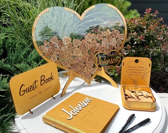 Wedding Guest Book (Gold) - Guest Book Alternative , Rustic Wedding Decor, 2b1 Wedding