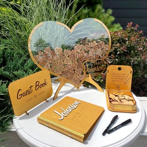 Wedding Guest Book (Gold) - Guest Book Alternative , Rustic Wedding Decor, 2b1 Wedding