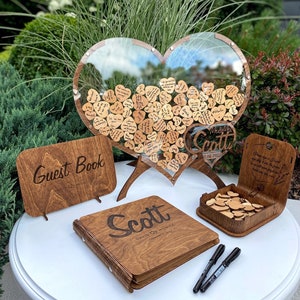 Heart Wedding Guest Book Alternative (Wood) Personalized Wedding Gift Wooden Drop Box Boho Rustic Wedding Decor 2b1 Wedding