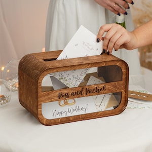 Scatola per biglietti di nozze, salvadanaio per matrimonio, scatola dei ricordi personalizzata, scatola per buste in legno, regali di nozze personalizzati, decorazioni per matrimoni