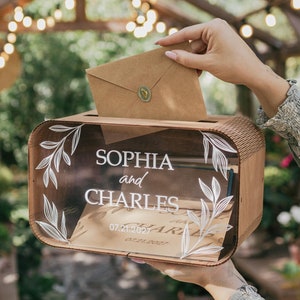 Caja para tarjetas de boda, caja para tarjetas personalizada para bodas, caja de madera para recuerdos de tarjetas y regalos, caja para sobres de boda con decoración de bodas 2b1 para ceremonias