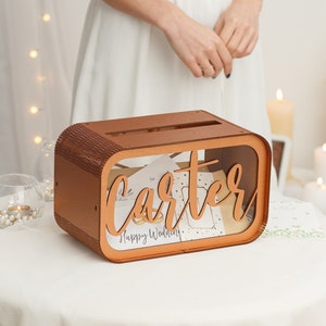 Scatola di carta di nozze, scatola di memoria personalizzata, scatola busta di legno, scatola dei ricordi, salvadanaio per matrimonio, regali di nozze, arredamento matrimonio rustico