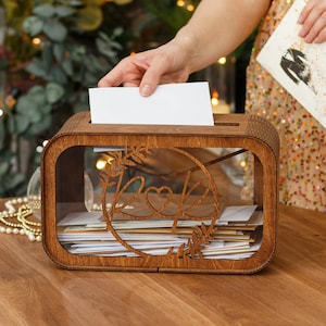 Scatola di carta di nozze, scatola di carta per matrimonio, scatola ricordo personalizzata, scatola busta di legno, regali di nozze personalizzati, decorazioni di nozze, salvadanaio