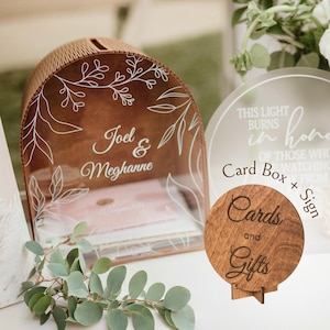 Cassetta postale per matrimonio con fessura, scatola per biglietti ad arco in acrilico personalizzata con stampa, salvadanaio in legno per ricevimenti per biglietti, arredamento rustico 2b1Wedding