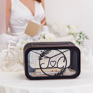 Scatola di carta di nozze personalizzata, salvadanaio per matrimonio, scatola dei ricordi, scatola di buste di legno, regali di nozze personalizzati, decorazioni di nozze rustiche
