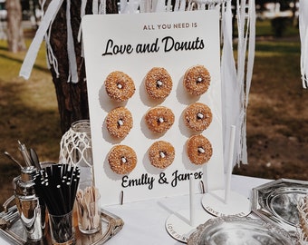 Personalized Donut Wall for Wedding Décor Donut Stand Display Donut Board Bridal Shower Candy Bar Holiday Table Centerpiece Decoration