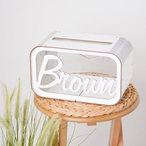 Boîte postale de mariage personnalisée - Boîte d’argent pour mariage - Boîte d’enveloppe en bois - Boîte cadeau de mariage - Décor de mariage