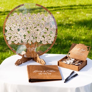 Libro de invitados de boda alternativa de 2b1Wedding, libro de invitados de árbol genealógico - madera, buzón de boda alternativo, decoración de boda personalizada