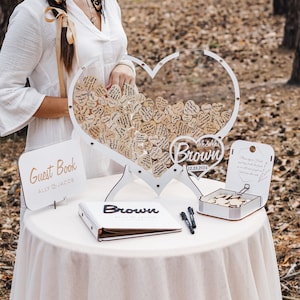 Personalized Wedding Guest Book Alternative - White Heart Frame (Wood) Wedding Ceremony Unique Drop Box Boho Rustic 2b1 Wedding Decor