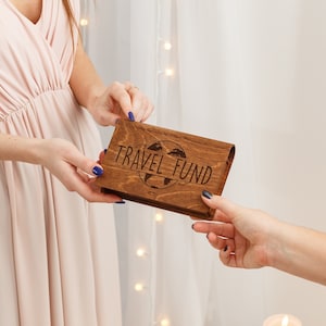 Wedding Gift Box, Cash Box, Travel Fund, Money Box, Wooden Box for Banknotes, Piggy Bank, Gift for Her, Gift for Him