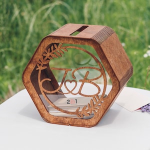 Scatola di carte da sposa, Scatola di carte di legno per matrimonio, Regali di nozze, Decorazioni di nozze, Decorazioni per matrimoni, Scatola di memoria, Scatola ricordo, Salvadanaio