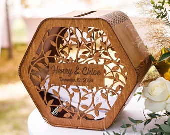 Rustic Wedding Card Box with Slot, Personalized Card Box for Wedding, Wedding Gift Box, Wooden Envelope Box, Wedding Décor 2b1Wedding
