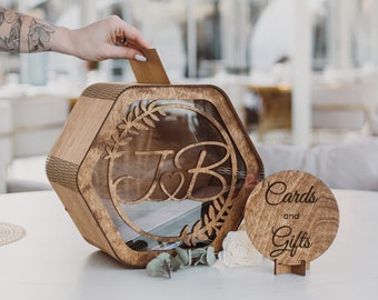 Personalized Card Box for Wedding, Wedding Card Box with slot, 2b1Wedding Decor, Wooden Memory Box for Greeting Cards, Acrylic Keepsake Box