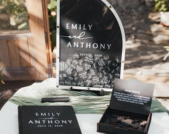 Wedding Guest Book Alternative, Custom Black Wood Guest Book Family Arch Sign-in Book for Wedding, Personalized Wedding Decor 2b1Wedding