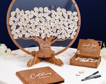 Wedding Guest Book Alternative, Family Tree Guest Book Wedding -  Wood, Personalized Wedding Decor 2b1Wedding