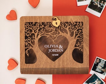 Memory Box Book-Shaped, Gifts for Couple, Personalized Keepsake Wood Chest , Anniversary gifts,  Engagement Wedding Gift