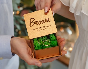 Ring Bearer Box, Personalized Ring Box for Wedding Ceremony, Wedding Ring Box, Engagement Rings Box, Wooden Ring Box, Rustic Wedding Decor