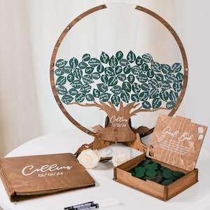 Alternativa al libro degli ospiti per matrimonio personalizzato, libro degli ospiti con albero genealogico, cartello per matrimonio - Legno, decorazioni per matrimonio personalizzate 2b1Wedding