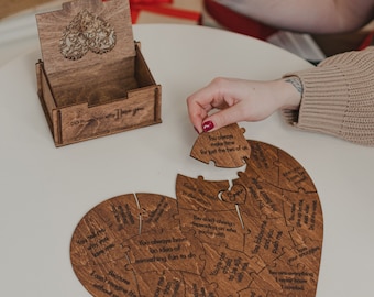 Reasons Why I Love You, Personalized Puzzle in Wood Box, Valentines Day Gifts for her, Gifts for Girlfriend/Boyfriend/Husband