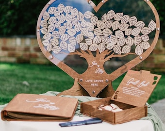 Wedding Guest Book Alternative,  Wooden Heart Frame Guestbook for Wedding, Personalized Family Tree Sign, Rustic Wedding Decor 2b1Wedding