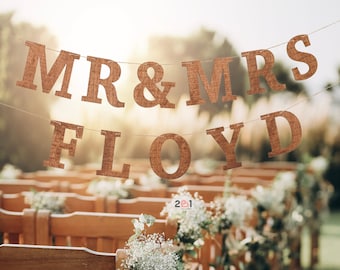 Mr and Mrs Wedding Sign, Personalized Wedding Garland, Wedding decor, Wedding decoration, Wedding Banner, Hanging Letters, Rustic Bunting