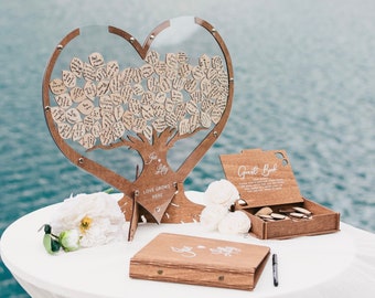 Wedding Guest Book Alternative, Personalized Family Tree Heart Guest Book Wedding -  Wood, Unique Wedding Decor 2b1Wedding