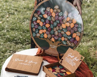 Fall Wedding Guest Book Alternative, Personalized Family Tree Guest Book Wedding Sign - Wood, Custom Wedding Decor 2b1Wedding