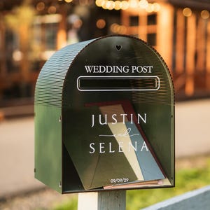 Scatola per biglietti di nozze, scatola per biglietti in acrilico con stampa, salvadanaio personalizzato in legno per ricevimenti con fessura, decorazione rustica 2b1Wedding