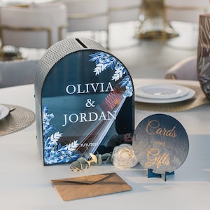 Scatola per biglietti di nozze, scatola per biglietti in acrilico personalizzata con slot, salvadanaio in legno per ricevimenti per carte, decorazioni per matrimoni rustici, scatola personalizzata per desideri