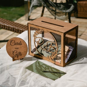 Kartenbox für Hochzeit, Hochzeitskartenbox mit Schlitz, rustikale 2b1Wedding-Dekoration, personalisierte Empfangs-Spardose aus Holz für Umschläge