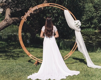 Personalized Ceremony Arch, Hexagon Circle Wedding Arch, Wooden Arch for Outdoor Wedding Centerpiece, Wedding Arbor, Rustic Wedding Backdrop