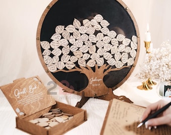 Personalized Wedding Guest Book Alternative, Family Tree Guest Book Wedding - Wood, Rustic Wedding Decor 2b1Wedding