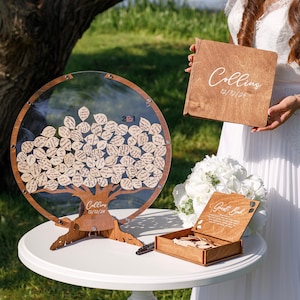 Alternativa al libro degli ospiti per matrimonio, Libro degli ospiti per albero genealogico Matrimonio - Legno, Decorazioni per matrimoni personalizzate 2b1Wedding