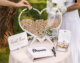Personalized Hearts Wedding Guest Book Alternative (Wood) Wedding Ceremony Wooden Drop Box Boho Rustic 2b1 Wedding Decor