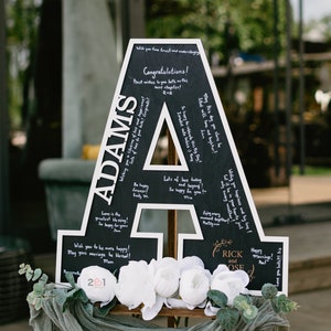 Alternativa al libro de visitas de la boda, nombre de familia personalizado, letrero personalizado del libro de visitas, libro de visitas en forma de carta para la boda, decoración rústica de la boda 2b1
