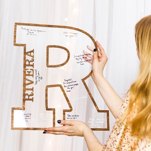 Acrylic Wedding Sign, Personalized Wedding Guest Book Alternative, Family Surname, Letter GuestBook for Wedding, Rustic Wedding Decor