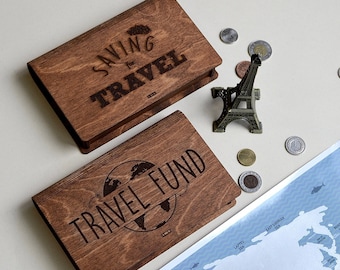 Piggy Bank, Wedding Gift, Christmas Gifts, Cash Box, Travel Fund, Money Box, Wooden Box for Banknotes, Birthday Gift Box, Gift for Couples