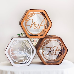 Scatola di carte per matrimonio, Scatola di carte di nozze personalizzata, Decorazioni per matrimoni rustici, Scatola di memoria personalizzata, Scatola di ricordo, Decorazione per matrimoni, Scatola di legno