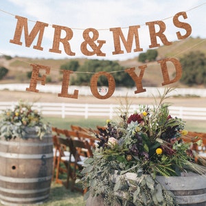 Wedding Garland, Mr and Mrs Wedding Sign, Personalized Wedding decor, Wedding decoration, Wedding Banner, Hanging Letters, Rustic Bunting