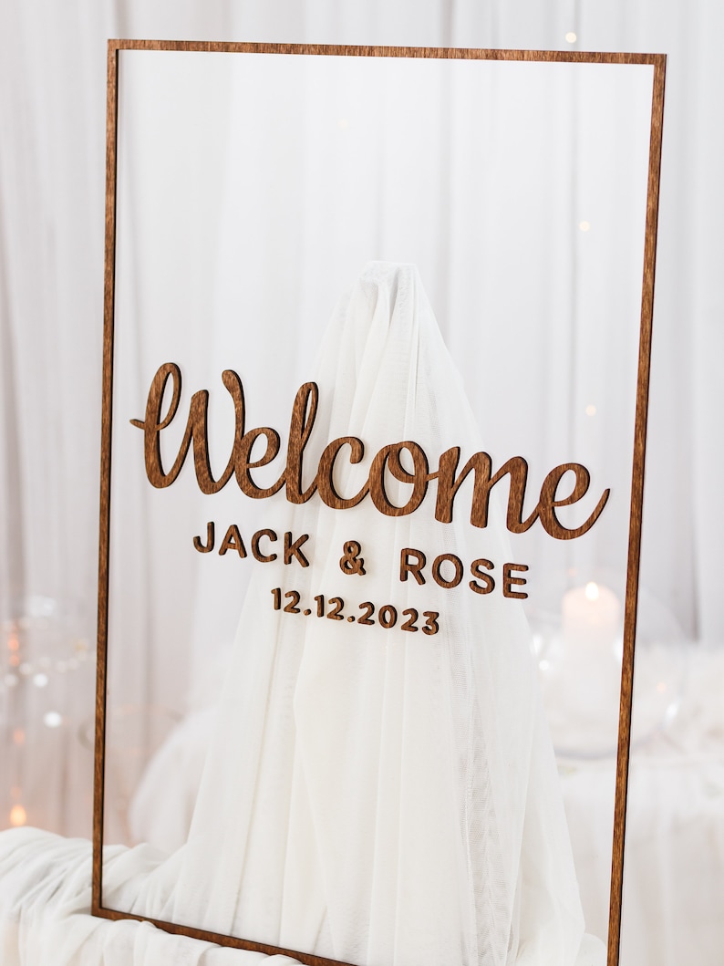 Wedding Welcome Sign, Acrylic Welcome Board, Personalized Wedding Signs, Welcome to our Wedding Sign, 3D Wedding Sign, Rustic Wedding Decor image 9