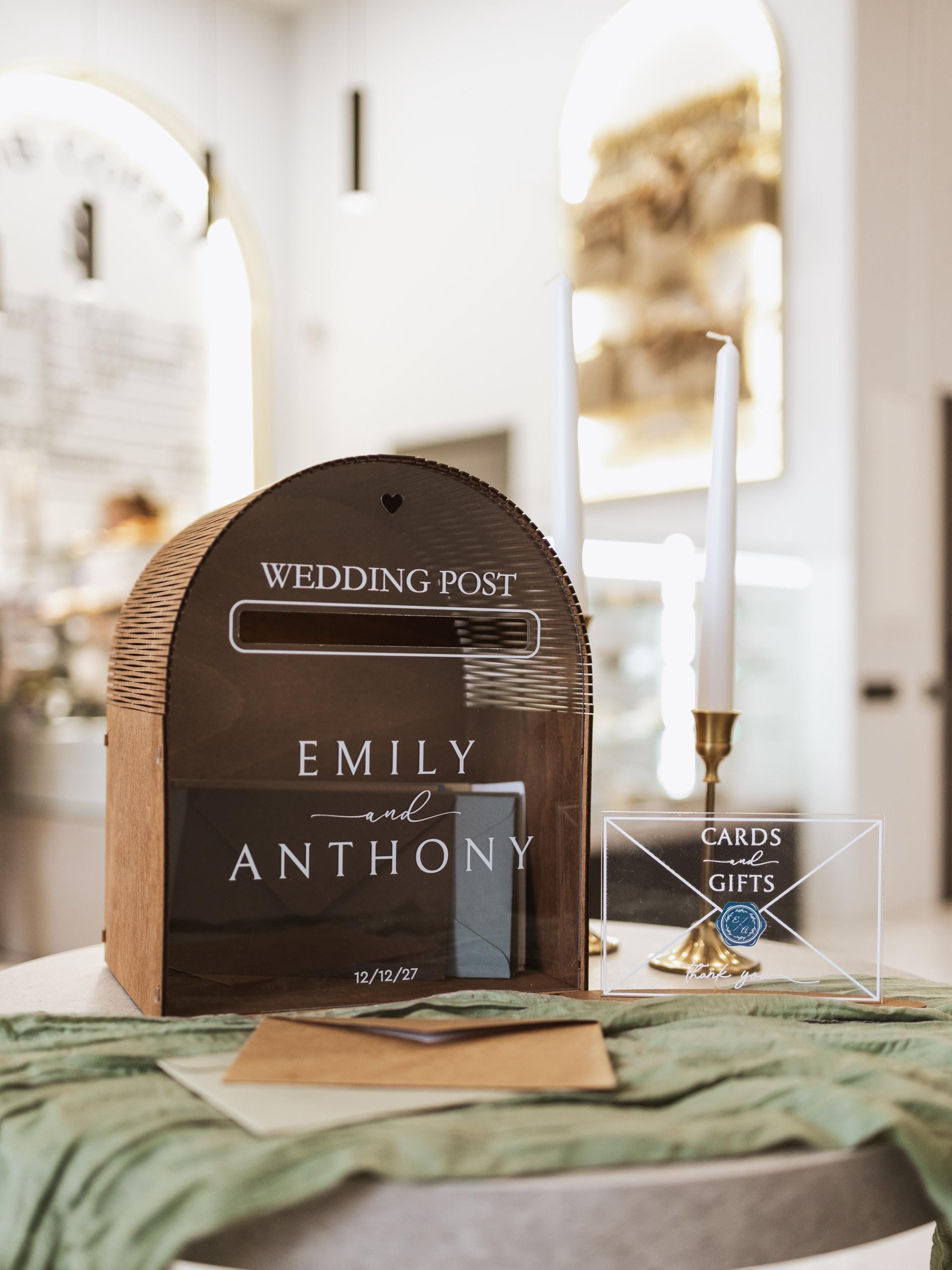 Wedding Post Box Card Box With Slot, Acrylic Card Box With Print ...