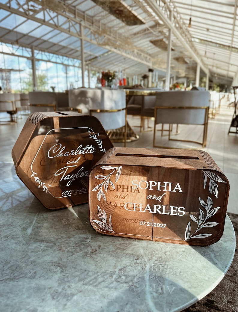 Wedding Card Box With Slot Rustic Personalized Wedding Decor Wooden ...