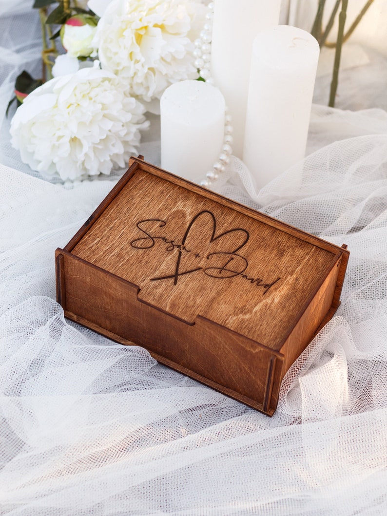 Keepsake Box, Wooden Memory Chest, Personalized Gift Box, Anniversary gifts, Christmas gifts, Engagement Wedding gift for Couple image 1