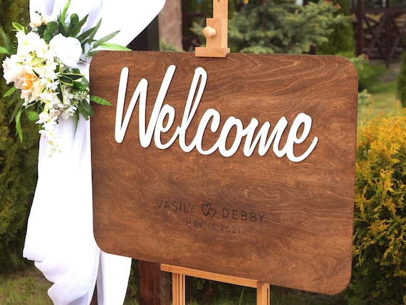 Wedding Welcome Sign, Welcome Wedding Sign Wood, Wooden Wedding Sign, 3D Wedding Sign, Rustic Wedding Welcome Sign -Wedding Decor 2b1Wedding