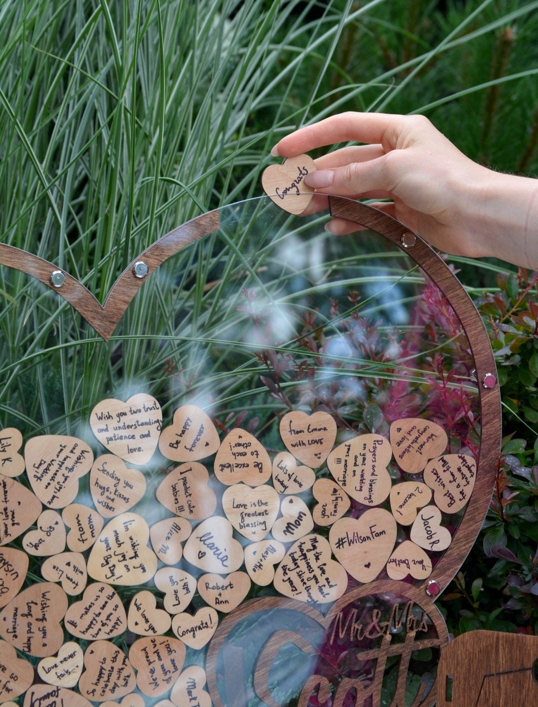 Libro degli Ospiti Personalizzato per Matrimonio, Cornice a Caduta a Forma di Cuore, Segno del Libro degli Ospiti di Legno Cuore con Supporto, Libro degli Ospiti Rustico per Ricevimento di Matrimonio