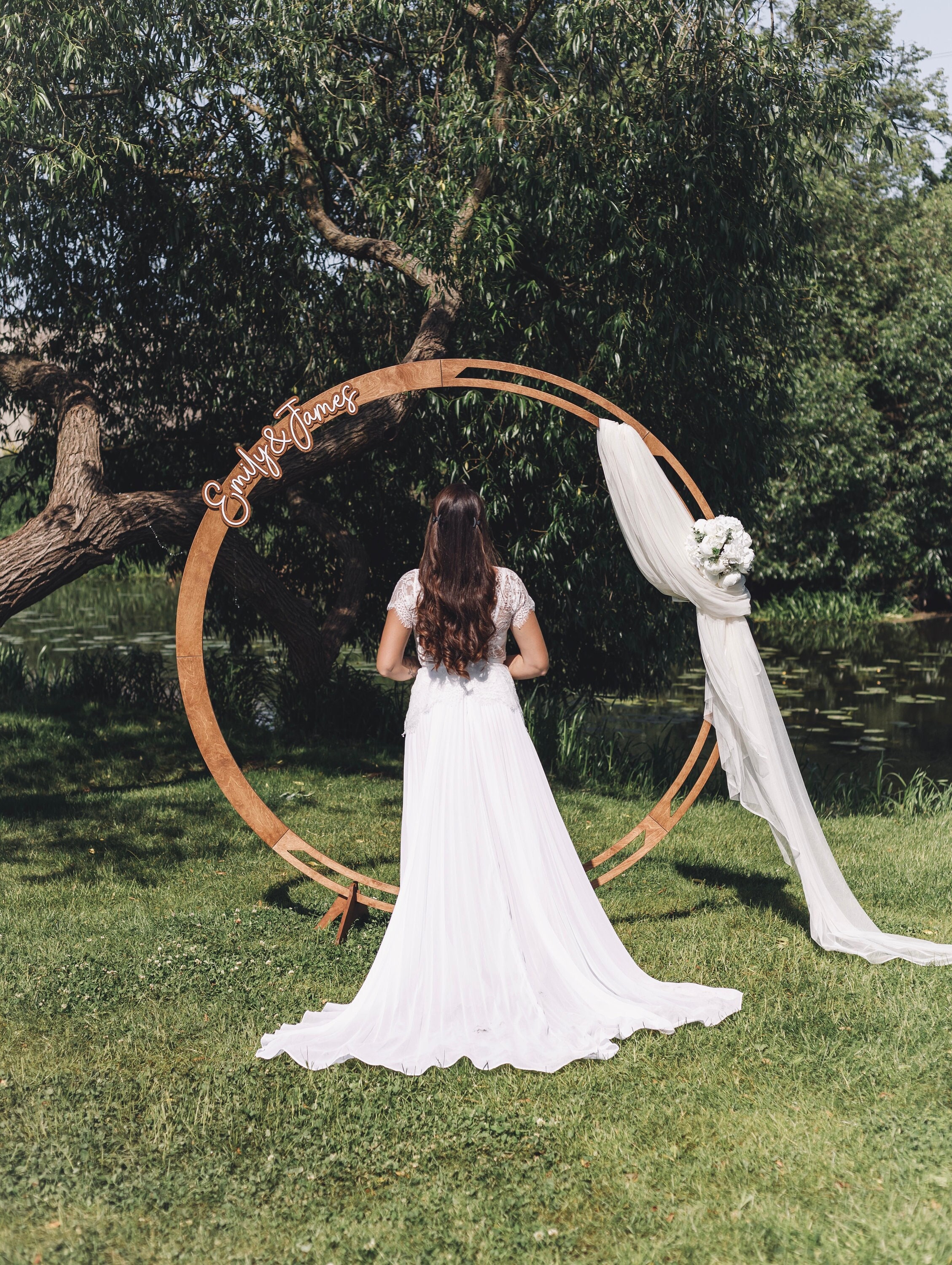 Personalized Ceremony Arch, Hexagon Circle Wedding Arch, Wooden Arch for Outdoor Wedding Centerpiece, Wedding Arbor, Rustic Wedding Backdrop
