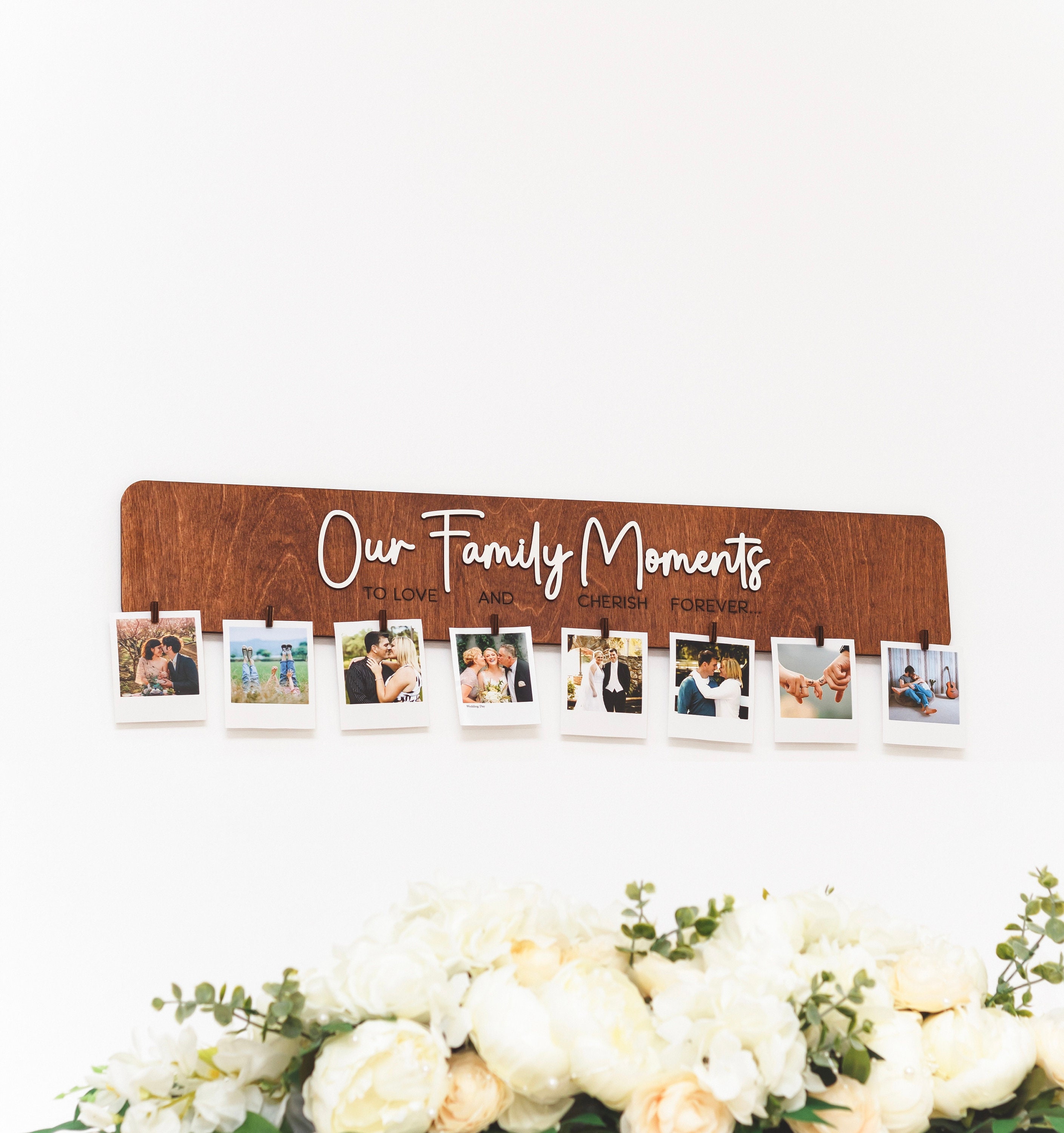 Wooden Family Sign Wall Decor Photo Display Anniversary Gifts, in These